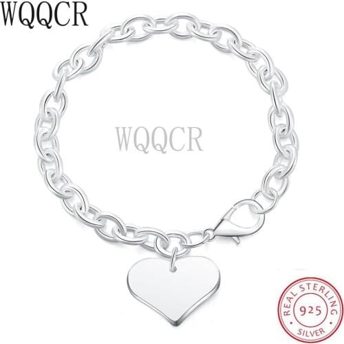 WQQCR Wholesale Price 925 Jewelry Silver Love Heart Charm Bracelet For Women Female Trendy Jewelry Accessories