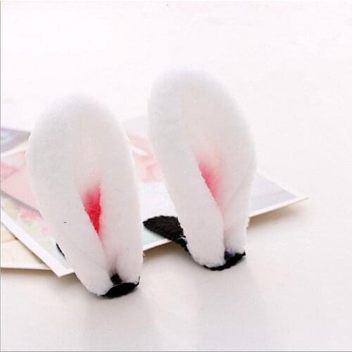 1 Pair Fluffy Rabbit Bunny Ear Hair Clips Easter Cosplay Party Headwear Hairpins Hair Accessories for Adults Easter Decoration