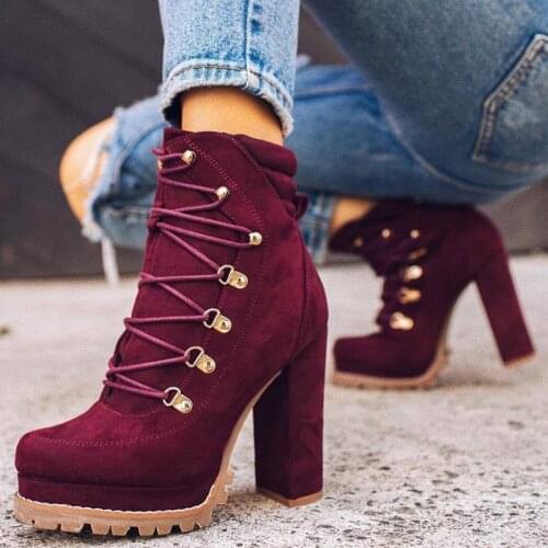 Pink green khaki suede square root ankle boots fashionable and comfortable non-slip womens short boots 2020 new