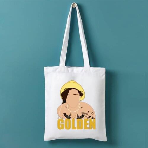 Who You Are Vintage Fine Line Canvas Bag Ulzzang Fashion Golden Tote Bag Girls Large Capacity Cartoon Shoulder Bags