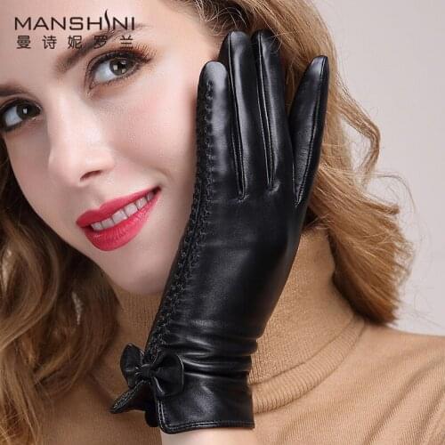 Winter Sheepskin Gloves womens fashion leather gloves thick warm touchscreen gloves womens telefingers gloves winter MLZ010