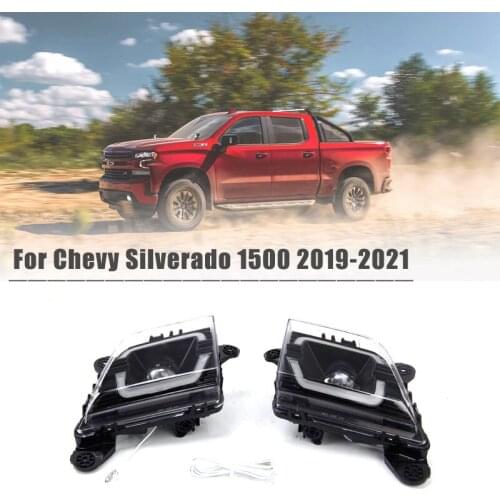 1 Pair Car LED Fog Light with Daytime Running Lights DRL w/ Wiring For Chevy Silverado 1500 2019-2021 Passing Driving Fog Lamp