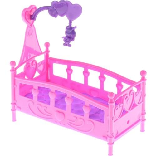 1PCS Mini Cute Bed Plastic Toy Cute Doll Baby Bed For Princess Doll Fantasy Sweet Dream Bedroom Doll Accessories Furniture