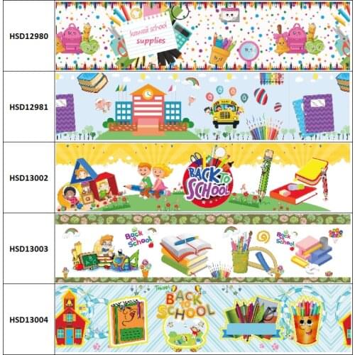 10yard Cartoon Back to School Printed Grosgrain Ribbon Accessory Hairbow Headwear Decoration DIY Wholesale OEM 38MM 75MM