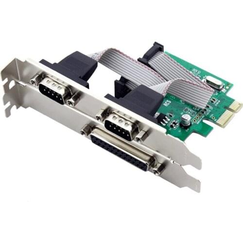 2 Port Serial RS232 DB9 Pin + 1 Port Parallel LPT DB25 Pin to PCI-E Adapter Card