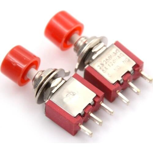 5pcs/lot Red 3Pin C-NO-NC 6mm Mini Momentary Automatic return Push Button Switch ON-(ON) 2A 250V AC/5A 120V AC Toggle Switches