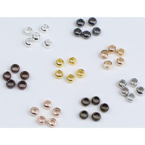 500pcs/lot Dia 1.5mm 2mm 2.5mm 3mm 4mm Copper Round Ball Crimp End Beads Stopper Spacer Beads for DIY Jewelry Making Supplies