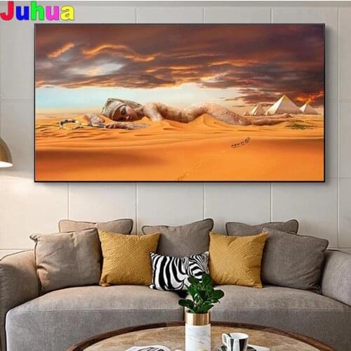 Abstract Egypt Pyramid Egypt Desert Oasis Nude Woman 5D DIY Diamond Painting Full drill Diamond Embroidery gift Mosaic decor