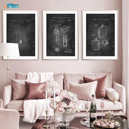 US Patent Office Lipstick Makeups Poster And Print Patented Works Wall Art Modern Decorative Pictures Home Decor Canvas Painting