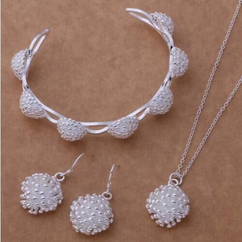AS321 Hot Lucky Silver Color Jewelry Sets For Women Jewelry Sets Bangle 082 + Necklace 692 + Earring 356 /dvfammma Bozakgga