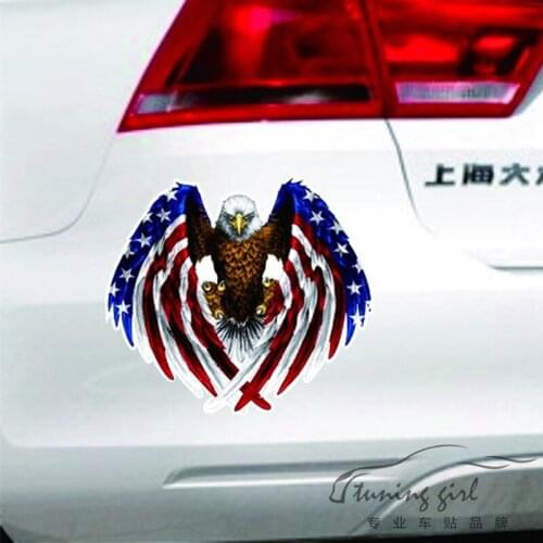 Car Stickers Eagle Falcon USA American The Star-Spangled Banner Colorful Creative Decals Auto Tuning Styling D15