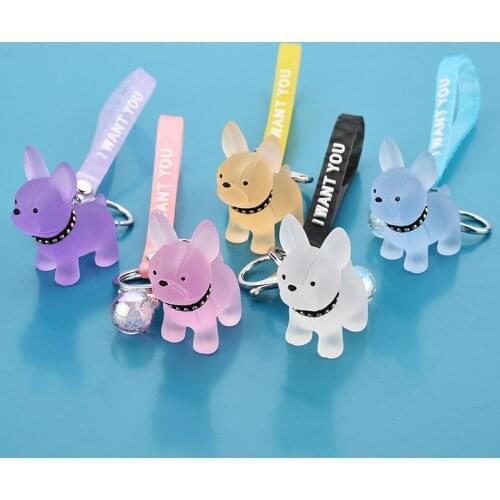 Dropping New French Pitbull Cartoon Bag Pendant Frosted Bull Shiba Inu Doll Car Keychain Couple Gift 5 Colors