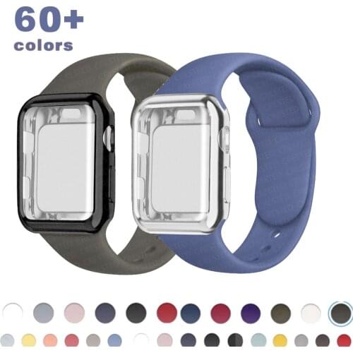 Case+Strap For Apple Watch band 44mm 40mm 38mm 42mm Silicone Sport smartwatch belt bracelet iWatch serie 3 4 5 6 se 42 mm band