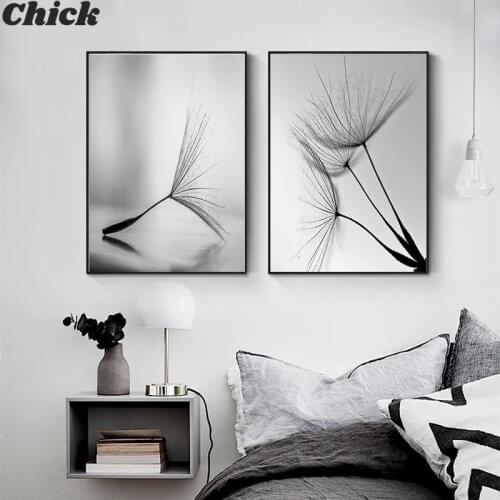 Black White Dandelion Flower Canvas Poster Nature Plant Nordic Print Botanical Wall Art Painting Abstract Picture Room Decoation