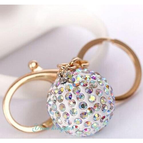 Hot Sale romantic Spherical Modeling Brilliant crystal Double rings women Keychain Key chain women AZL395