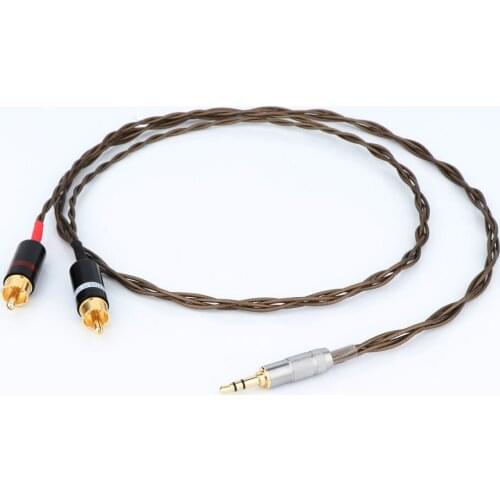 HIFI 3.5mm Stereo to 2 RCA Male Cable Nordost Odin Siver Plated 3.5mm to Double RCA Male Audio Aux Cable