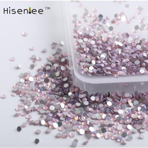 Hisenlee ss3 ss4 ss5 ss6 ss8 ss10 ss12 Small Sizes Pink Opal 3D Nail Art Rhinestones Flatback Glass Strass Non HotFix Stones