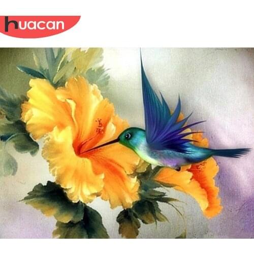 HUACAN Full Square/Round Diamond Painting Animal Hummingbird Mosaic Embroidery Flowers Cross Stitch Wall Stickers