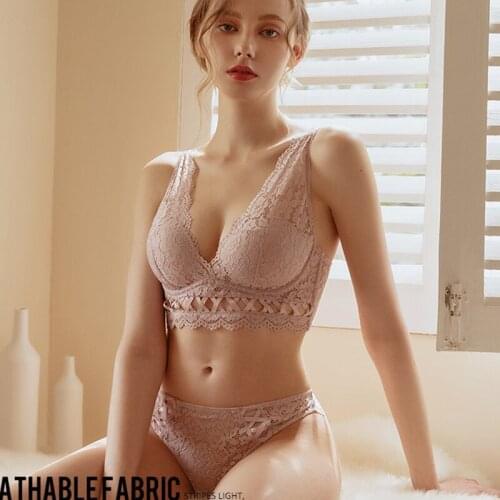 Sexy Bandage hollow out Underwear Set Push up Bra Set Embroidery Women Lingerie High Quality Lingerie Set 3/4 Cup Lace Brassiere