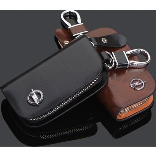 For OPEL opc Astra Insignia Corsa vectra Leather Men & Women Car Key Wallets Retro Pattern Men Lady Zipper Key Case 1piece