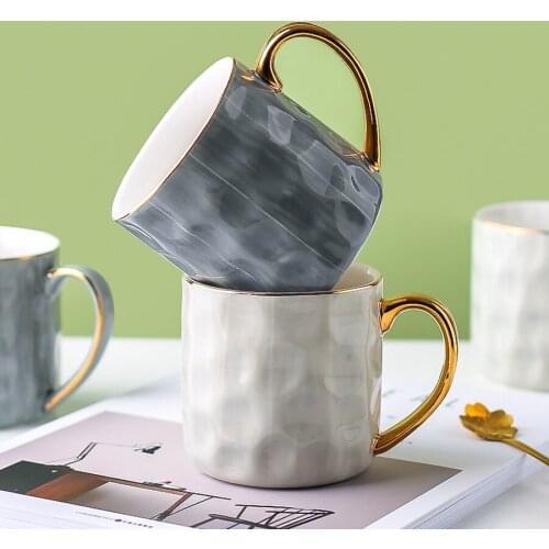 Mugs Coffee Cups Ceramic Designer Creative Gray Milk Mug Unique Design Juego De Tazas De Cafe Drinking Glasses Coffee Cup Set