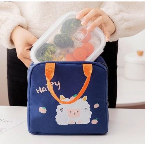 Cartoon Lunch Bag New Thick Aluminum Foil Insulation Preservation Handbag Large Capacity Portable Zipper Picnic Bento Bag