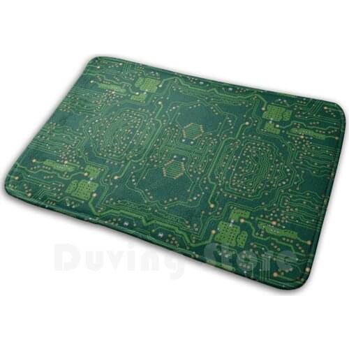 Computer Motherboard Pattern Soft Non-Slip Mat Rug Carpet Cushion Computer Cpu Motherboard Electronics Circuits Green