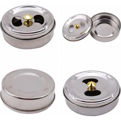 Stainless Steel Ashtray Round Spinning Ashtray With Cover Smoking Tool Portable Lid Rotation Ashtray Fully Enclosed Home Gadgets