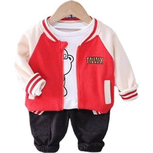 New Autumn Baby Boys Girls Clothes Suit Children Cartoon Jacket T-Shirt Pants 3Pcs/Sets Toddler Sports Clothing Kids Tracksuits