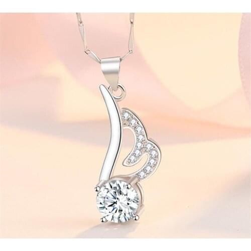 New Arrival Zircon Crystal Pendant Necklace Women Jewelry Gift Exquisite Silver 925 Chain Clavicle Necklace Female Accessories