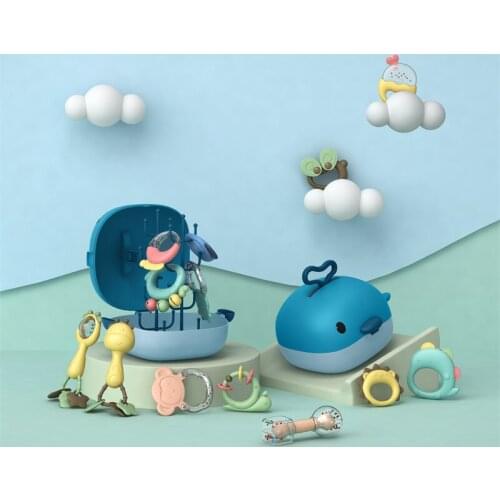 Baby Toys Silicone Teethers Gift for New Born Teether Boxed Gift Cartoon Toy Silicone Whale Set 13pc Baby Gifts Teether