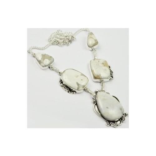 Ocean Jaspers Necklace Silver Overlay over Copper , 53 cm, N2270