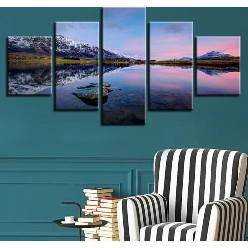 Landscape Sky Cloud Star Mountain River Hot Air Balloon 5 Piece Wall Pictures For Living Room Color Painting Art Home Decor