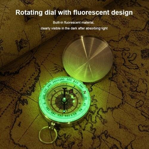 Outdoor Compass camping hiking brass gold compass pocket watch retro portable compass navigation Multifunction luminous