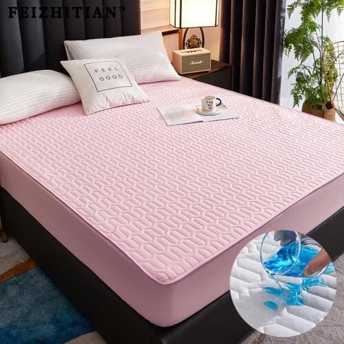 Waterproof Quilted Mattress Cover Isolate Urine Mattress Protection Solid Color Fitted Bed Sheet