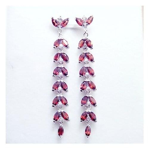 Garnet drop earring Free shipping Natural real garnet 925 sterling silver Fine red gems jewelry 0.1ct*30pcs gems