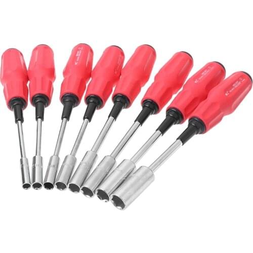 Hollow-Shaft Nut Driver Hex Bit Socket Metric Size 7-14mm Metal Socket Nut Key Wrench Screwdriver Nutdriver Hand Tool W315