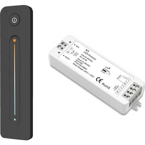 LED Dimmer 12V 5V 24V 36V 8A PWM Wireless RF Switch with 2.4G Brightness Adjustment Contact Remote for Led Single Color Strip