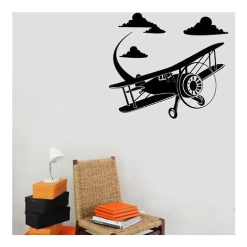 Vinyl Airplane Aircraft Wall Sticker Home Decoration Children Room Wall Mural Art Plane Avation Wall Decals for boys decorW-920