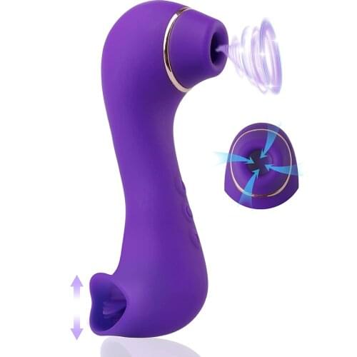 Clitoral Sucking Vibrator 2 in 1 G Spot Clit Licking Stimulator Tongue Vaginal Nipple Massager Oral Sex Toys for Women Couples