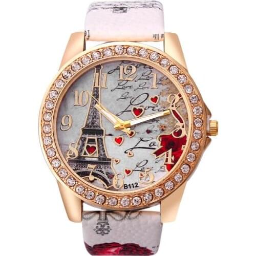 Tower Pattern Watch Women 2021 Luxury Gold Watch Stainless Steel Rhinestone Womens Watches Ladies Watch Clock