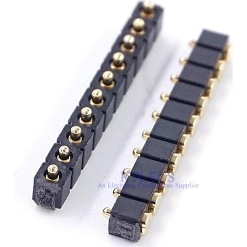 20 pcs Spring Loaded Pogo pin 10 Position 2.54mm Pitch 4.0mm Height Surface Mount PCB Vertical 10 Pin Modular connector Strip