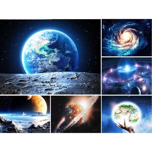 5D Diy Diamond Painting Cross Stitch Planet Spaceship Full Drill Square Embroidery Mosaic Art Picture of Rhinestones Wall Decor
