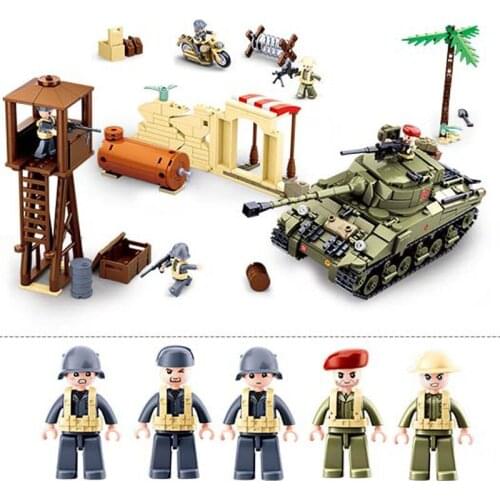 790Pcs Construction Educational Building Blocks Toys For Kid Boys 6Years DIY Birthday Present Sluban 0713 Tank Model Small Brick