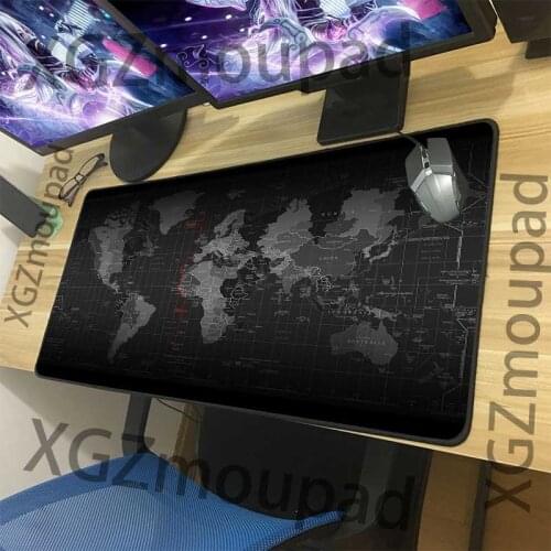 XGZ large mouse pad classic world map custom mouse pad black lock edge office computer keyboard desk pad rubber non slip 900x400