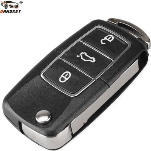 Dandkey 3 Button Uncut Blade Remote Folding Car Key Case Blade For VW Jetta Beetle Car Key Shell Replacement Keyless Key Shell