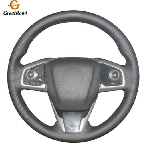 Black Genuine leatherCar Steering Wheel Cover for Honda Civic Civic 10 2016-2019 CRV CR-V 2017-2019 Clarity 2016-2018