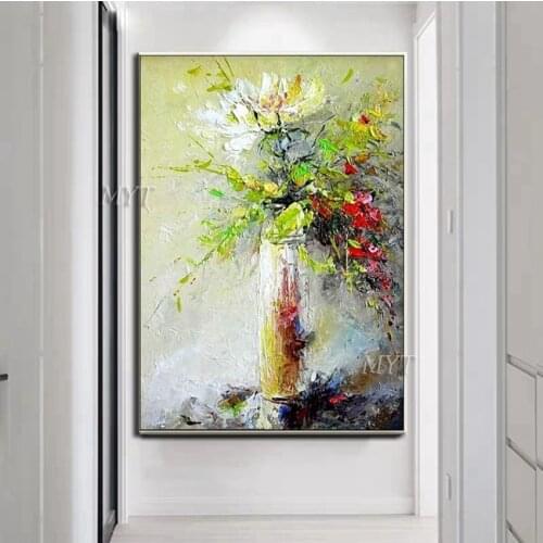 Flower Arrangement Abstract Oil Painting Modern Hand-painted Wall Art Living Room Picture Home Decoration Painting Unframe