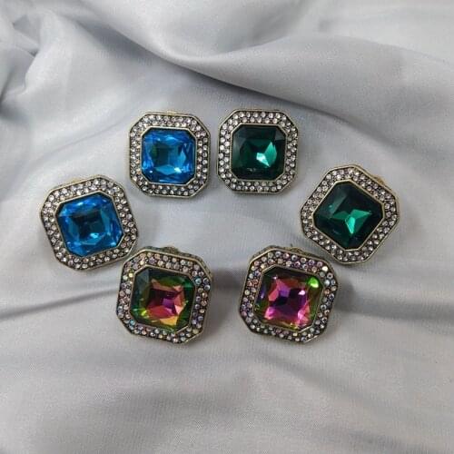 European and American models jewelry earrings fashion trendy fashionable glass texture stud earrings female D98