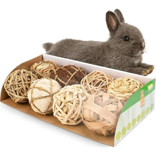 Interactive Hamster Play Ball Toy Natural Grass Ball For Hamster Squirrel Rats Creative Pet Small Animal Chew Rattan Balls Toys